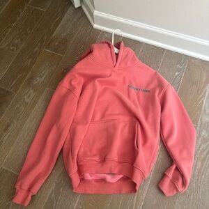 Coral Hoodie with Embroidered Logo